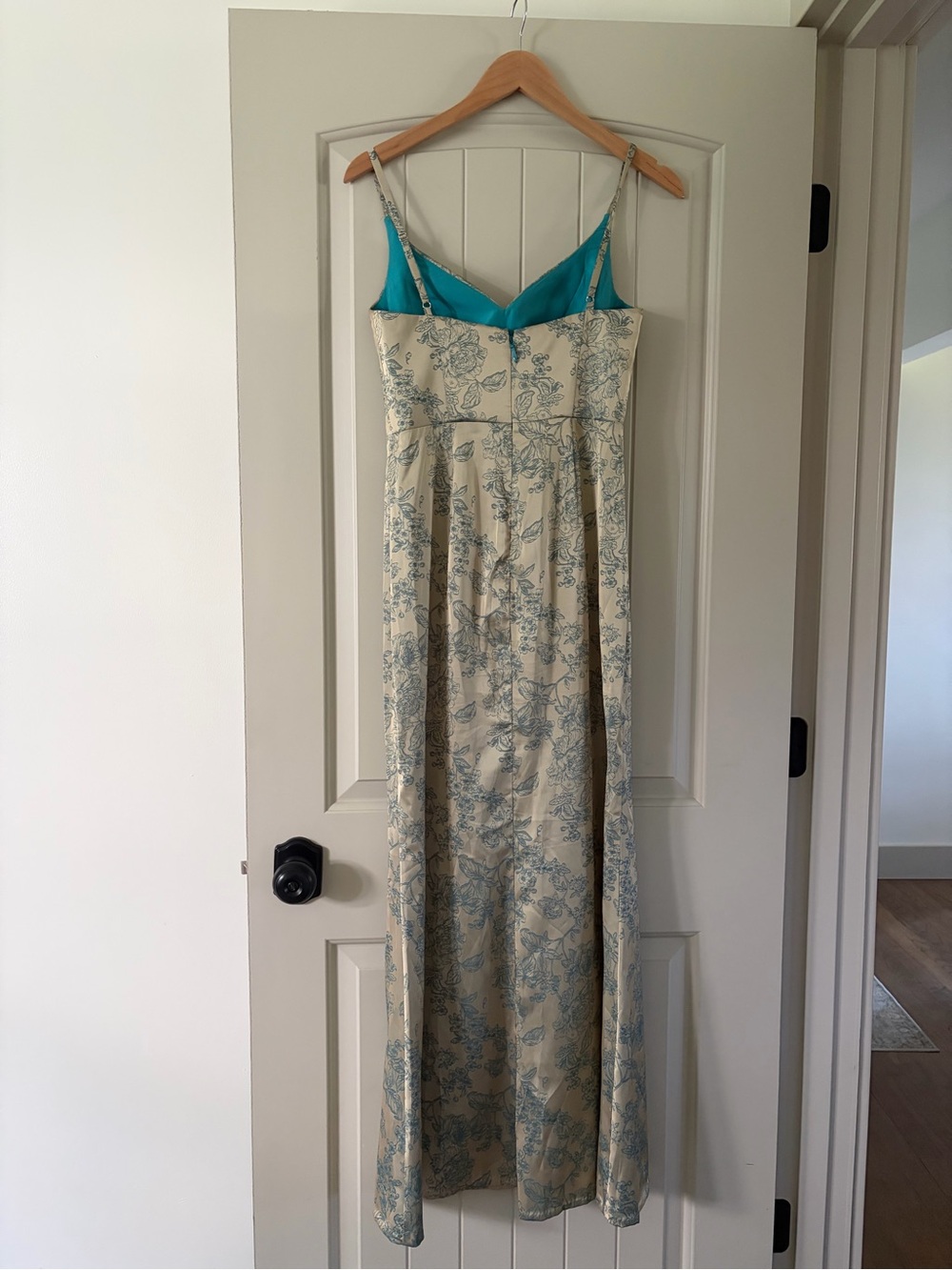 Azazie Atelier Floral Satin Cowl Neck Maxi Dress US 4 Wedding Guest - Picture 7 of 16